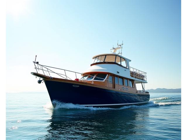 中古グランドバンクス42クラシック、穏やかな海を航行